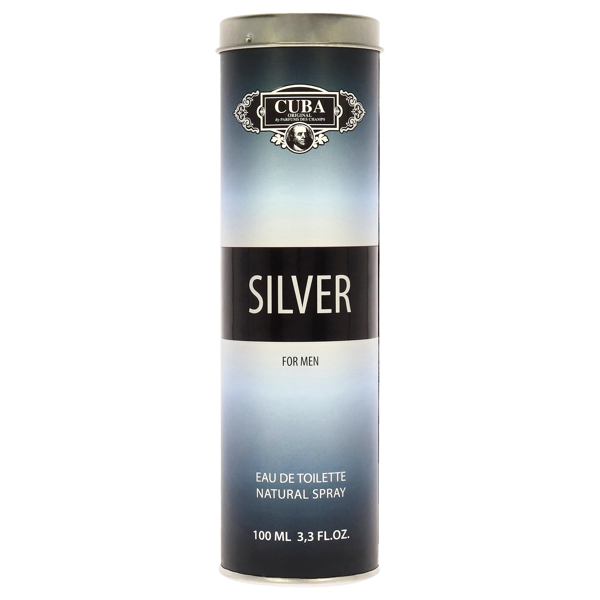 Cuba Silver Eau De Toilette Spray for Men, 3.3 Ounce