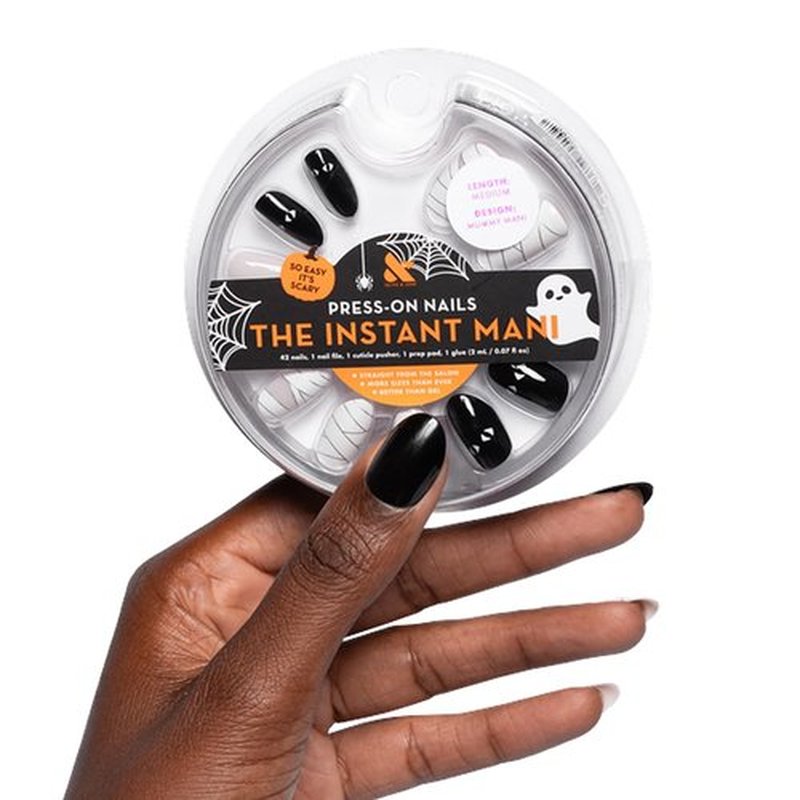 Olive & June Instant Mani Press-On Nails | Glue | Medium Oval | 42 Pieces, 21 Sizes | Non-Toxic, Long-Lasting Recycled Materials Realistic Look | Salon-Quality at Home | Halloween Mummy Mani