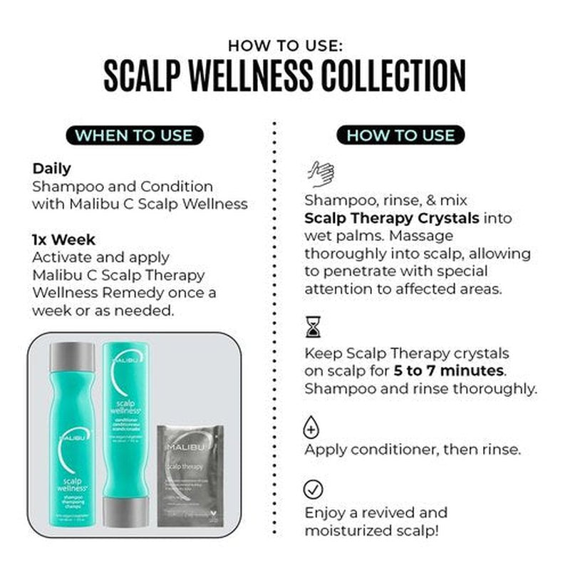 Malibu C Scalp Wellness Collection - Soothing Shampoo & Conditioner Set for Dry Scalp - Travel Size Packets Included (33.8 oz)