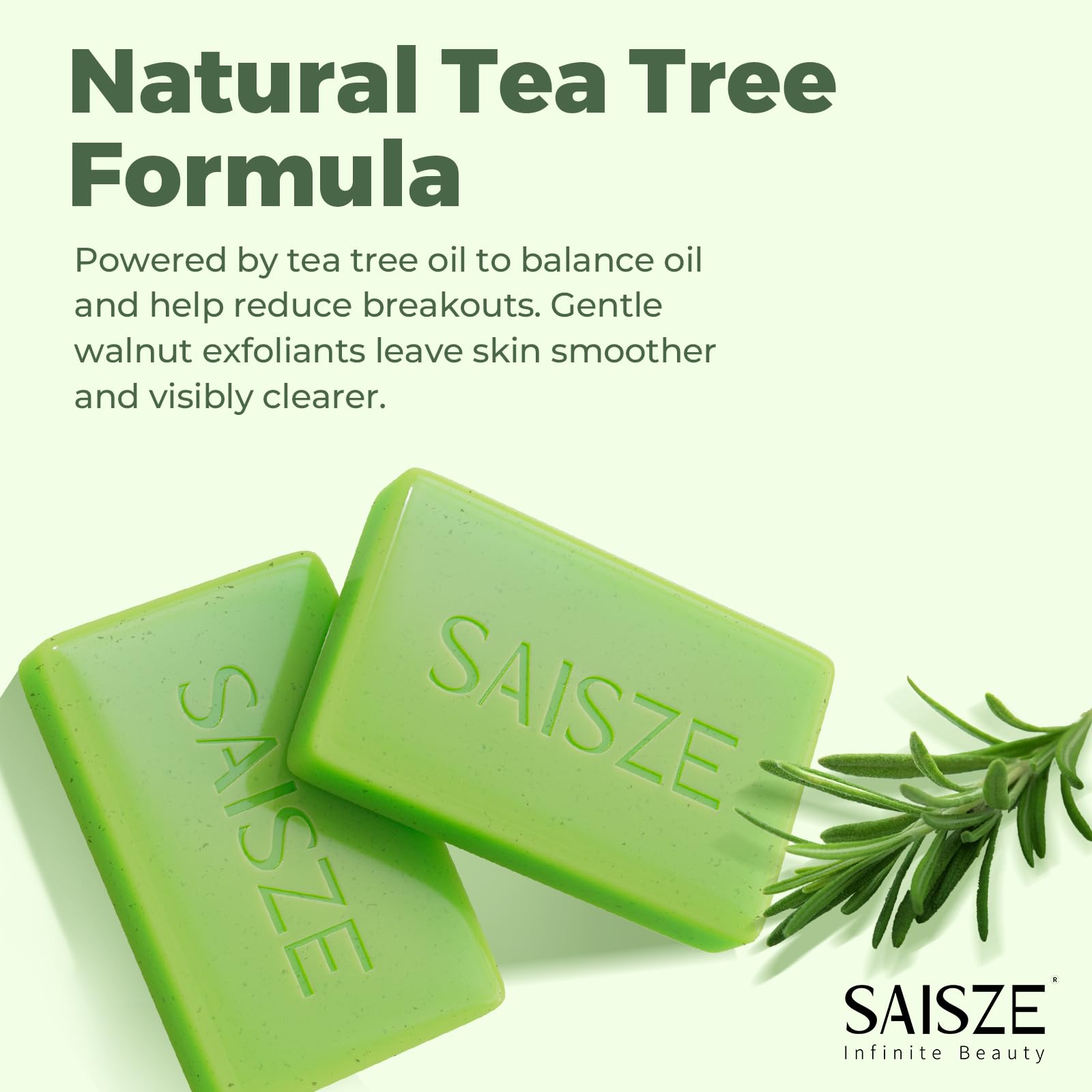 SAISZE Tea Tree Soap, Handmade Soap Bar for Face and Body, Cold Process, Soothing Hydrating Body Wash for Clear Healthy Skin 8 Ounce