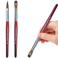PCUORLEORS Acrylic Nail Brush with Pure Kolinsky Sable Hair and Red Wood Hand, Round/Flat Professional Gel Brush for Acrylic Power and Nail Extension Size #8,10,12 (2Pack(#12))