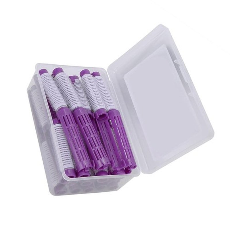 Skiennix Fluffy Korean Perming Rod Rollers - 20pcs DIY Hair Curling Kit for Root Perm | Purple