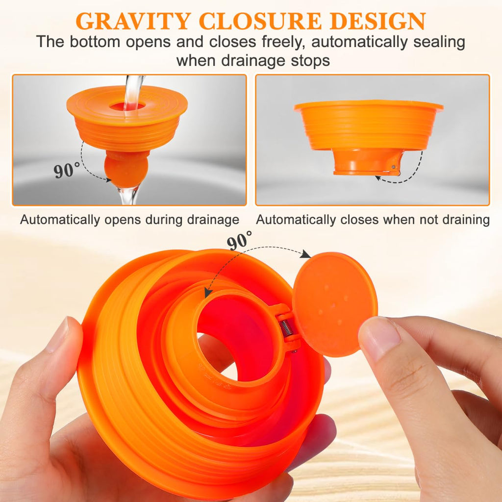 Uonlytech Drain Backflow Preventer Silicone Odor Proof Drainage Trap Sewer Pipe Sealer for Home Washing Machine Bathroom Insert Drain Plug (Orange)