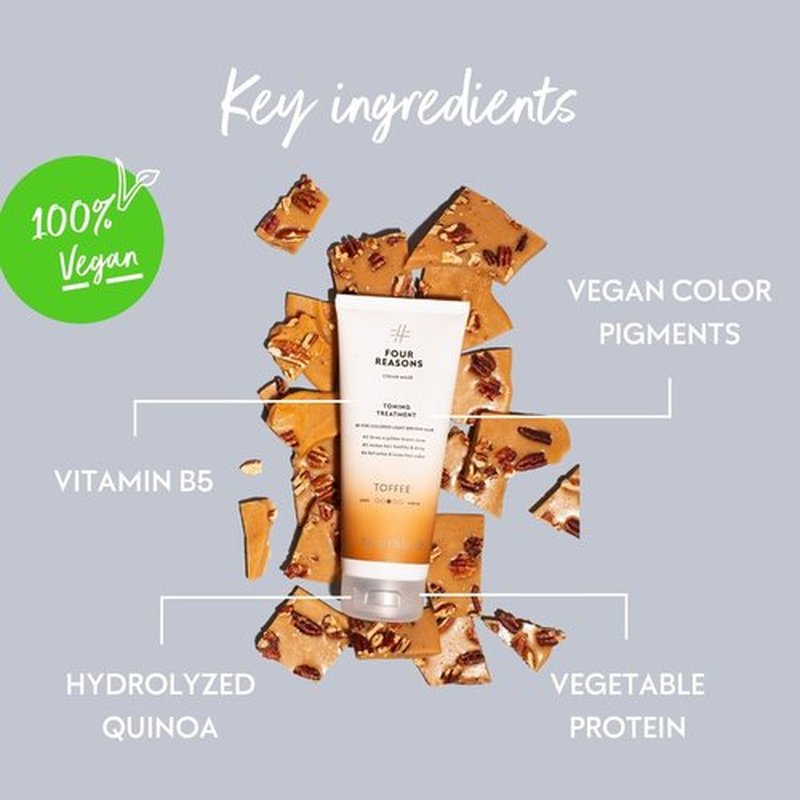 FOUR REASONS Toffee Color Mask - Hair Gloss & Color Depositing Conditioner | Vegan & Cruelty-Free, 6.76 fl oz