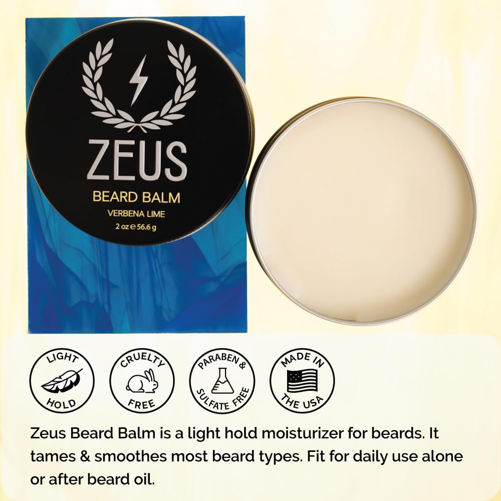 ZEUS Beard Balm Leave‑In Conditioner for Men, Styling Balm (Verbena Lime)