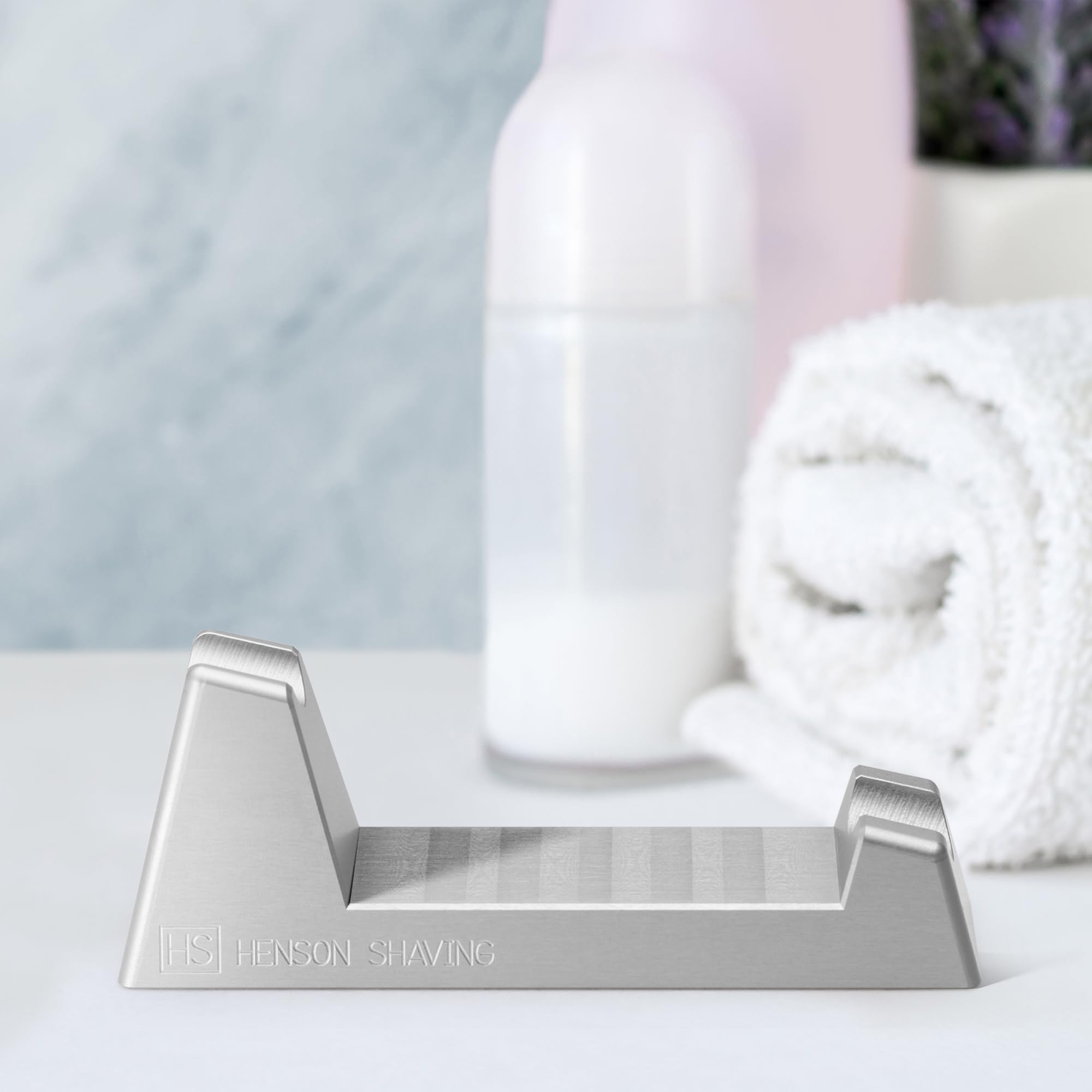 Henson Shaving Machined Aluminum Safety Razor Stand Weighted Non-Slip Base Holder for Optimal Drying Angle - Countertop Storage for Henson Razors