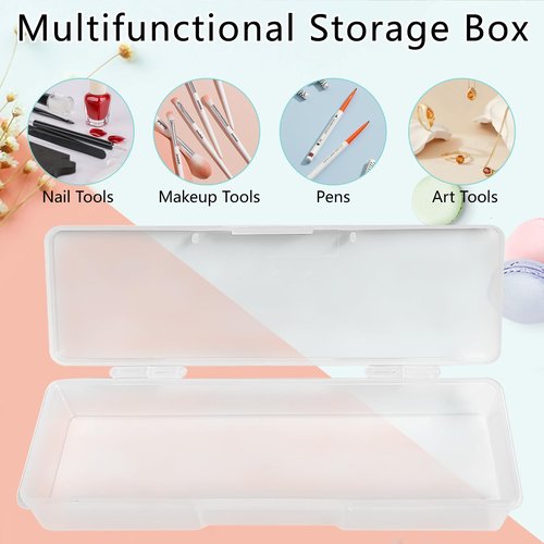 8PCS Manicure Tool Box, Plastic Storage Personal Box Nail Implement Organizer Case Box for Nail Art Pedicure Supply (Clear)