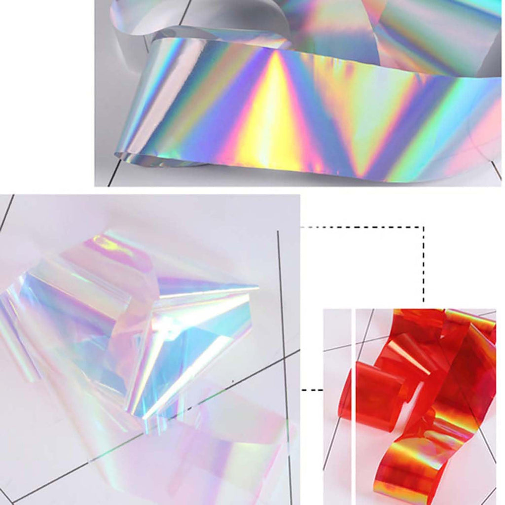 XEAOHESY 20 Rolls Gradient Aurora Glass Paper Nail Art Sticker 3D Holographic Aurora Glass Reflective Mirror Shard Effect Rainbow Thin Iridescent Cellophane Films Foil Nail Wraps for Women Nail Art
