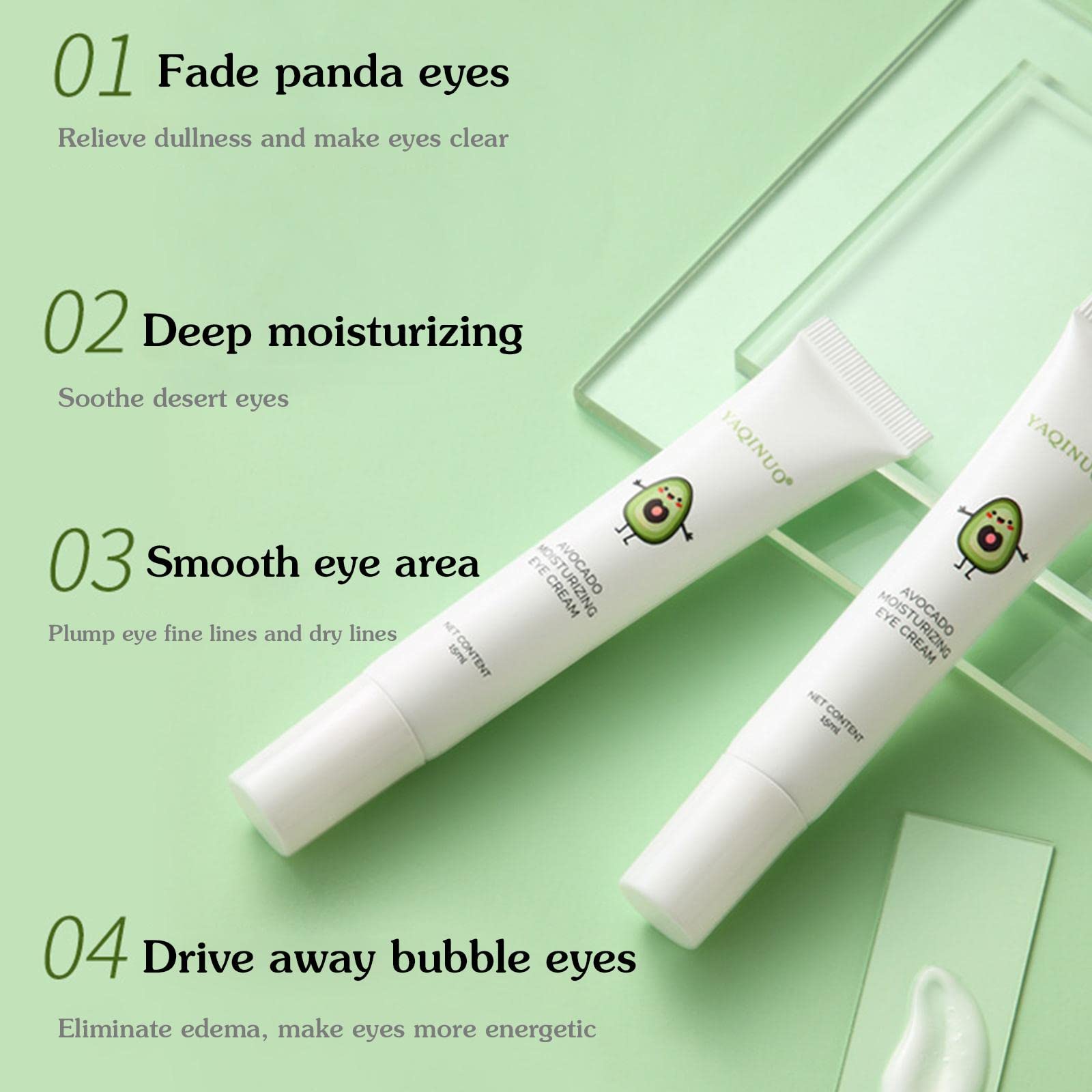 gcdat Avocado Hydrating Eye Cream Elastic Moisturizing Eye Cream Remove Pouches Dark Circles Anti-Wrinkle Diminishing Eye Lines Lifting Firming