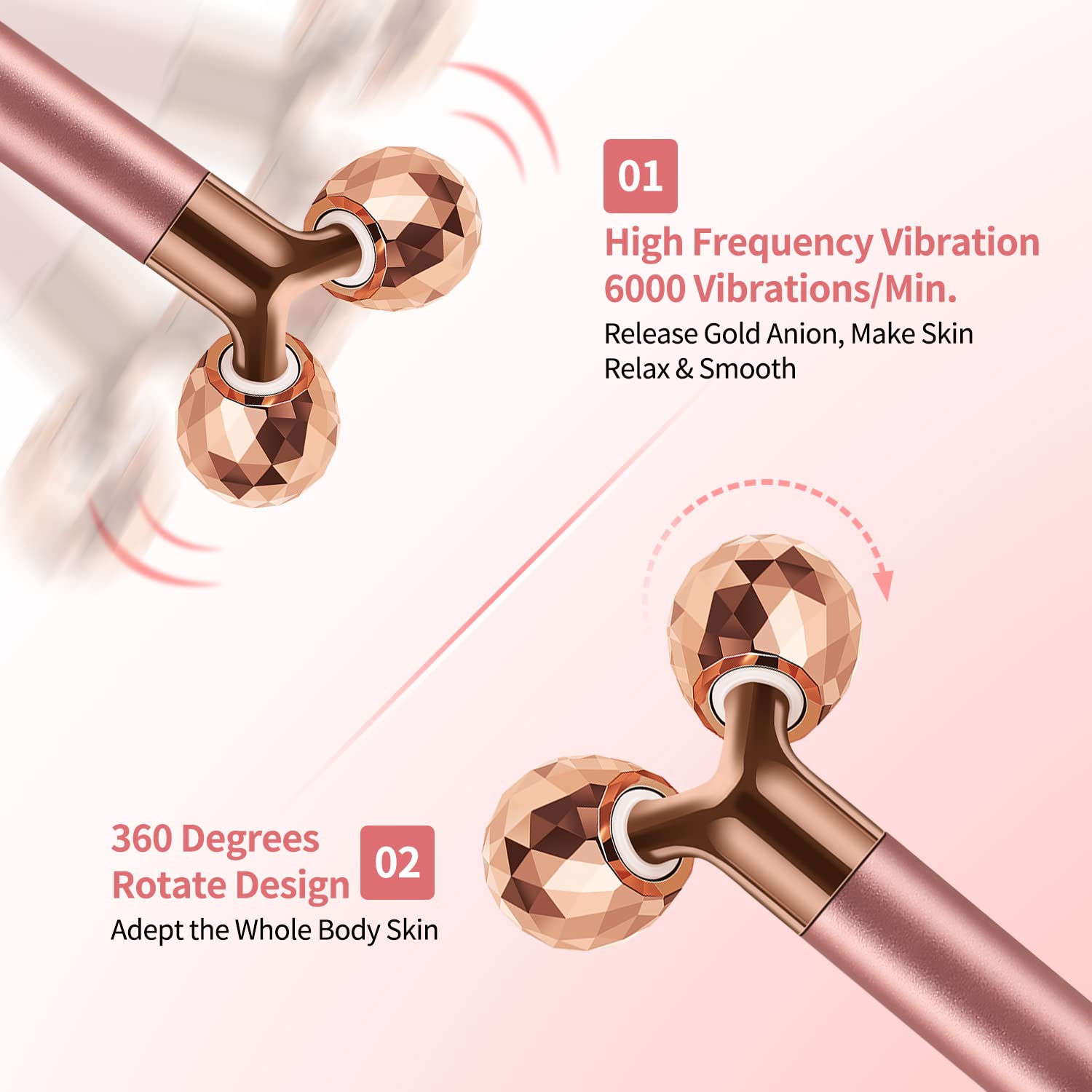 SSGP 2-in-1 Electric Face Massager with 3D Roller and Crescent-Shape Kit for Face Skin Care Tools