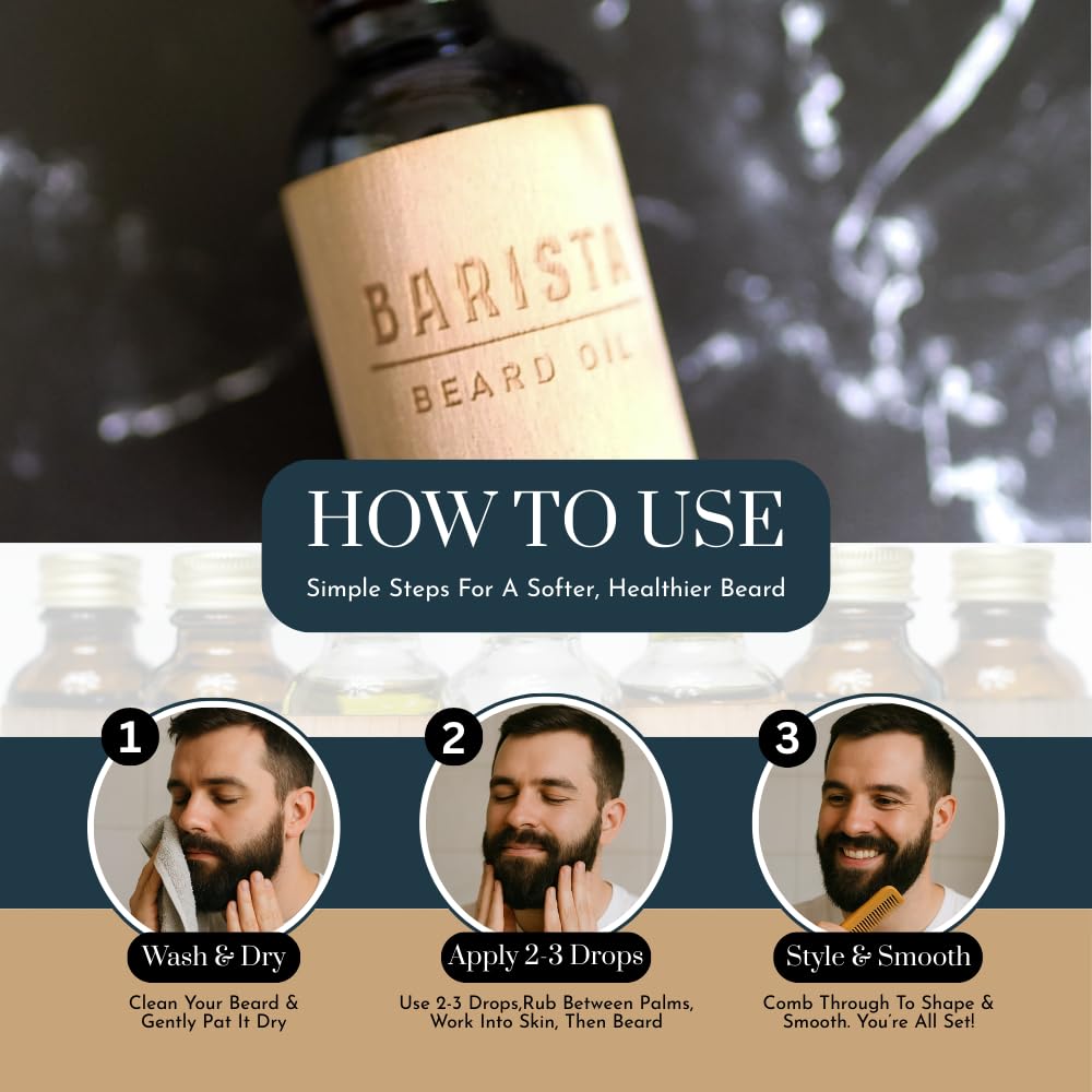 The Bearded Brotherhood TBB Barista Beard Oil – Rich Coffee & Dark Chocolate Scent – Premium Conditioning Oil for Soft, Healthy & Itch-Free Beards, 1 oz