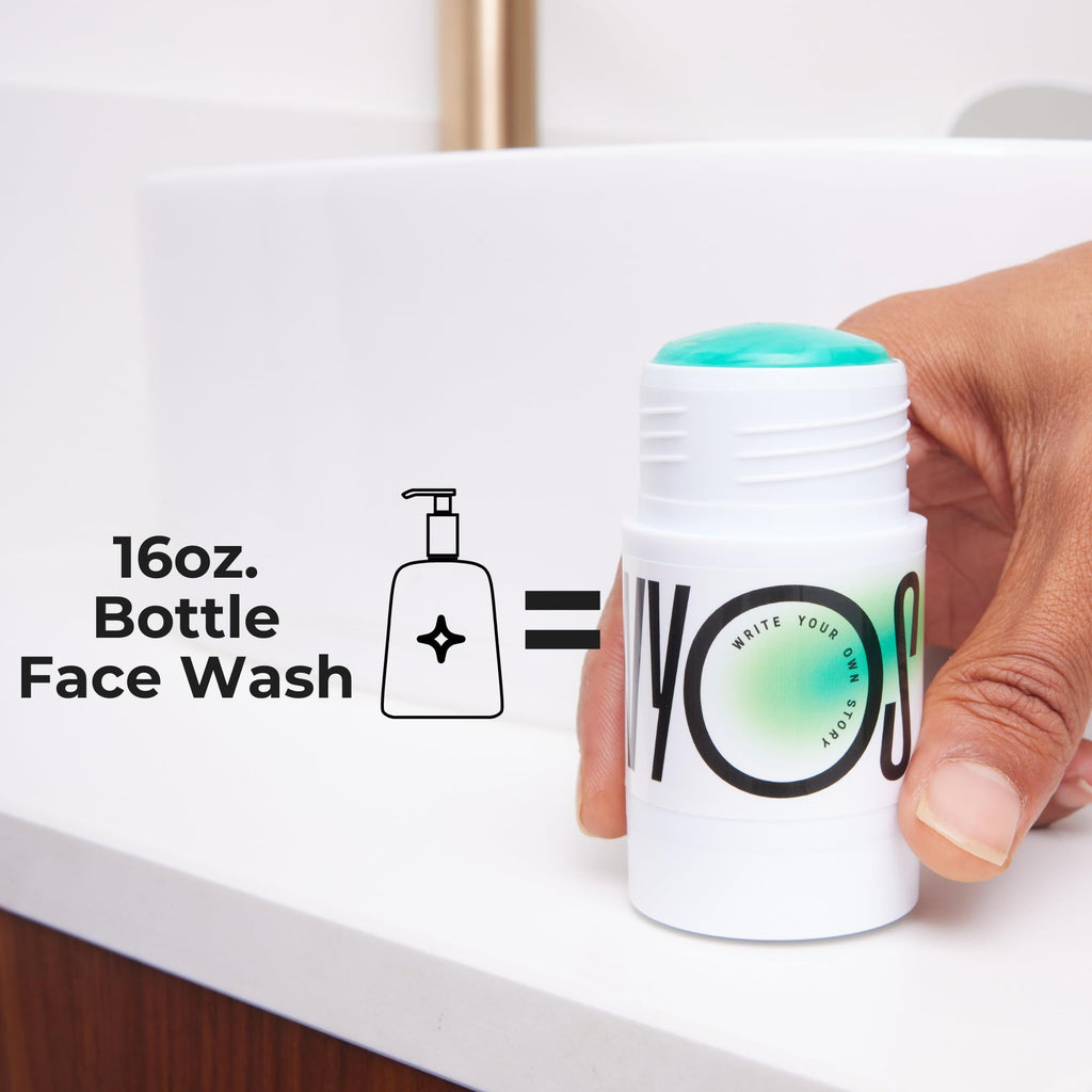 WYOS Face Cleanser Stick for Men – Hydrating Glycerin Formula Deep Cleans Without Drying, Removes Sweat, Oil & Dirt, Gentle on Sensitive Skin, Hands-Free Solid Facial Wash, Leak-Proof & TSA-Friendly