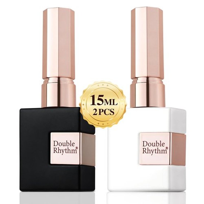 Double Rhythm UV Gel Polish Set - 2 Pcs 15ml Pure White & Black Nail Art Kit for DIY Salon Use