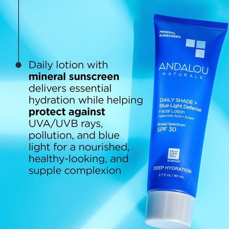 Andalou Naturals Clear Skin Sunscreen SPF 30 - Lightweight, Non-Greasy Facial Sunblock Lotion | 2.7 fl oz