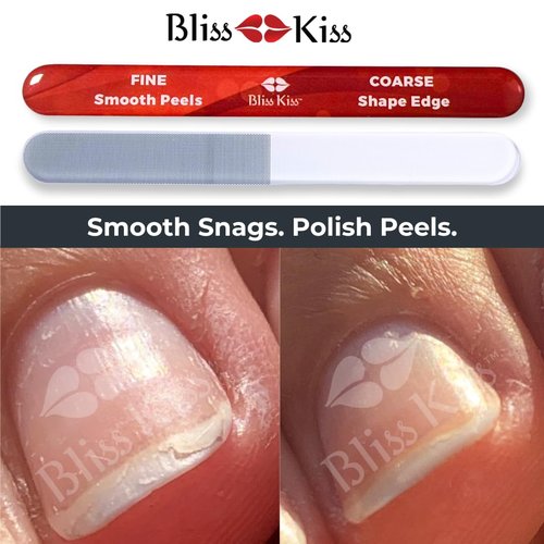 Bliss Kiss Nano Glass Nail Files & Buffer for Weak, Brittle, Peeling Nails for Women for Natural Nails with Case