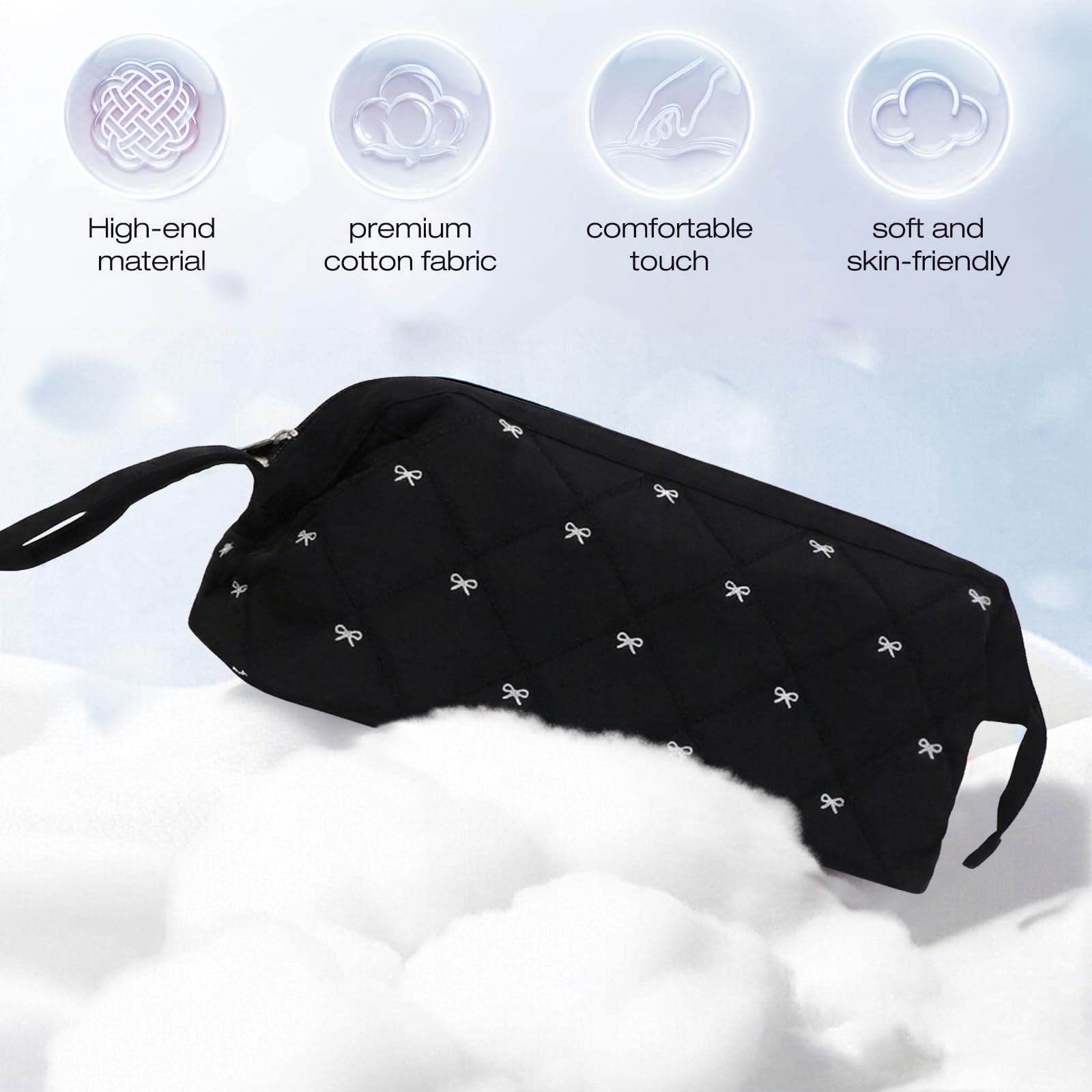 Stratalife Quilted Hair Tools Travel Bag with Polishing Cloth Compatible with Dyson Airwrap Shark Flex Style, Portable Toiletry Bag Hair Dryer Curling Iron Carrying Case Travel Essentials Black Bow