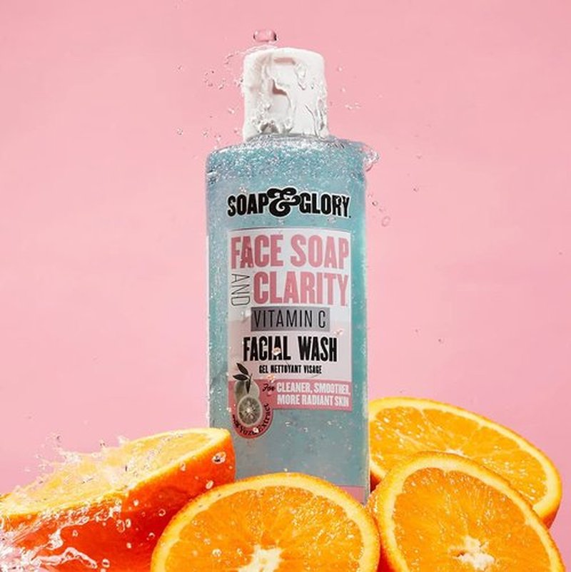 Soap & Glory Vitamin C Brightening Facial Cleanser - 3-in-1 Foaming Face Wash & Exfoliant | Deep Cleansing & Hydrating (11.8 fl oz)