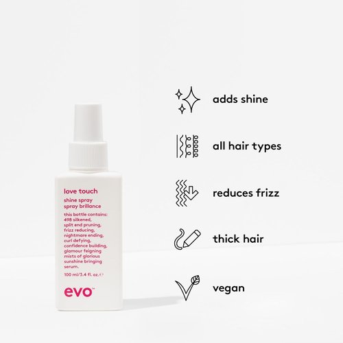 EVO Love Touch Hair Shine Spray - Lightweight Frizz Control & High Gloss for All Hair Types | 3.4 fl oz