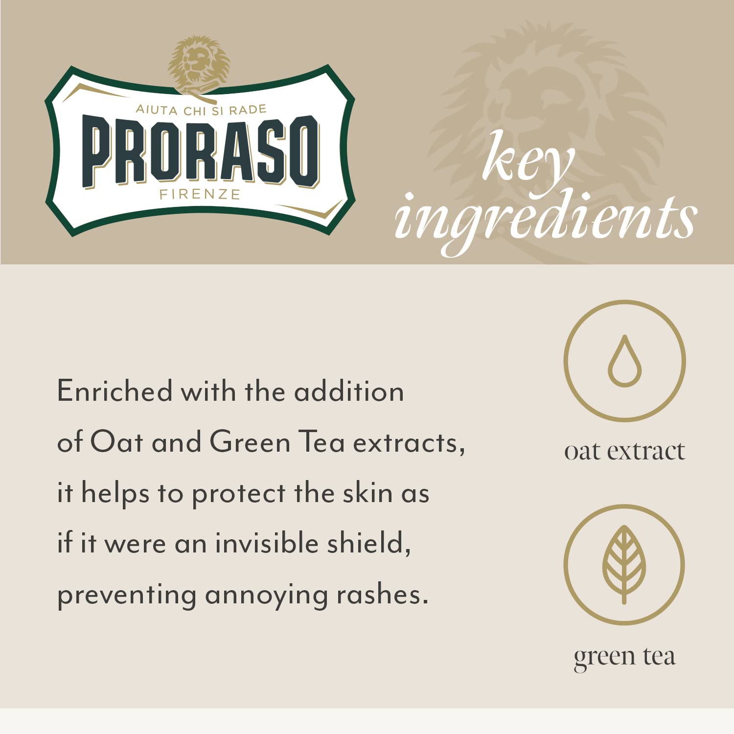 Proraso Shaving Cream - Oatmeal & Green Tea - Nourishing & Gentle Formula Shave Cream for Sensitive Skin - Premium Italian Shaving for Men - 5.2oz,(Pack of 2)