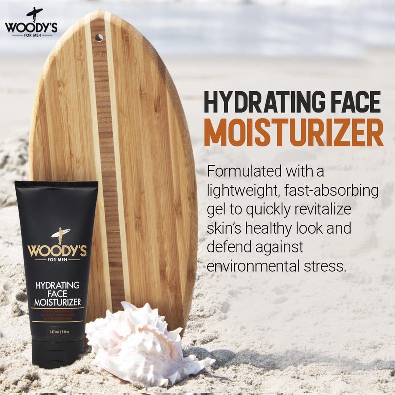 Woody's Face Moisturizer for Men - Hydrating Daily Lotion with Menthol for Dry Skin | 5 fl oz