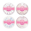 Olive & June Press-On Nail Bestsellers Kit - 4 Realistic Sets in HD Crisp White, Classic French, Shimmery Super Star & BP Icy Blue | Non-Damaging Glue, Up to 14-Day Wear