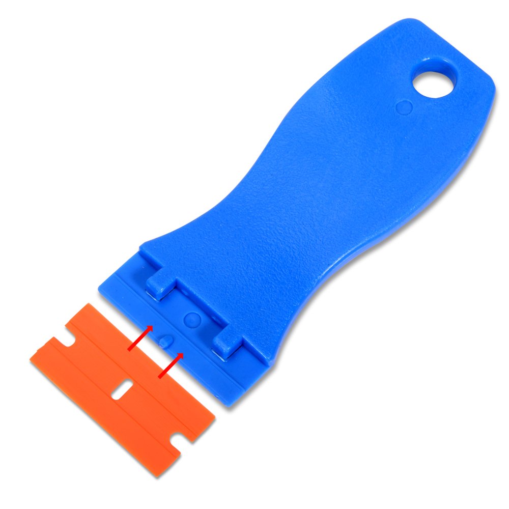 EHDIS 1.5" Plastic Razor Scraper with 10pcs Double Edged Plastic Blades for Removing Labels Stickers Decals on Glass Windows