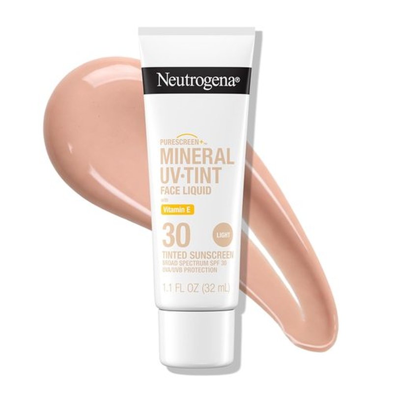 Neutrogena Purescreen+ Tinted Sunscreen - 100% Mineral Actives, Vitamin E, SPF 30, Water Resistant, 1.1 fl oz