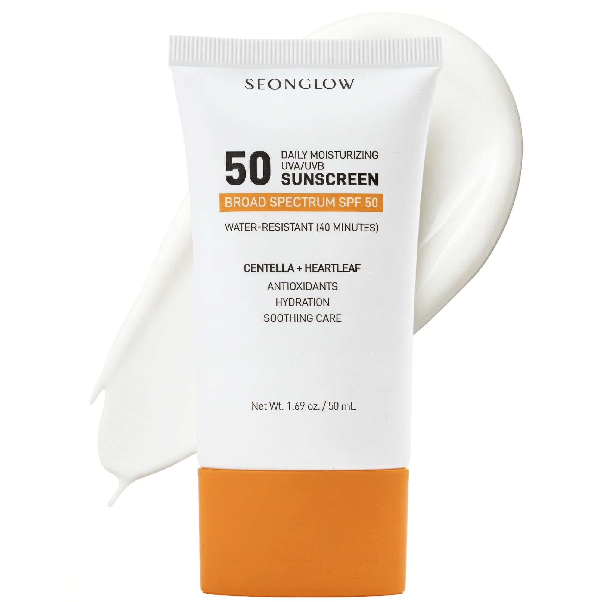 Sunscreen for Face SPF 50: Korean Daily Facial Moisturizer Sun Protector with Centella Heartleaf & Vitamin E - Lightweight Formula No White Cast & Water Resitant (1.69 Fl Oz (Pack of 1))