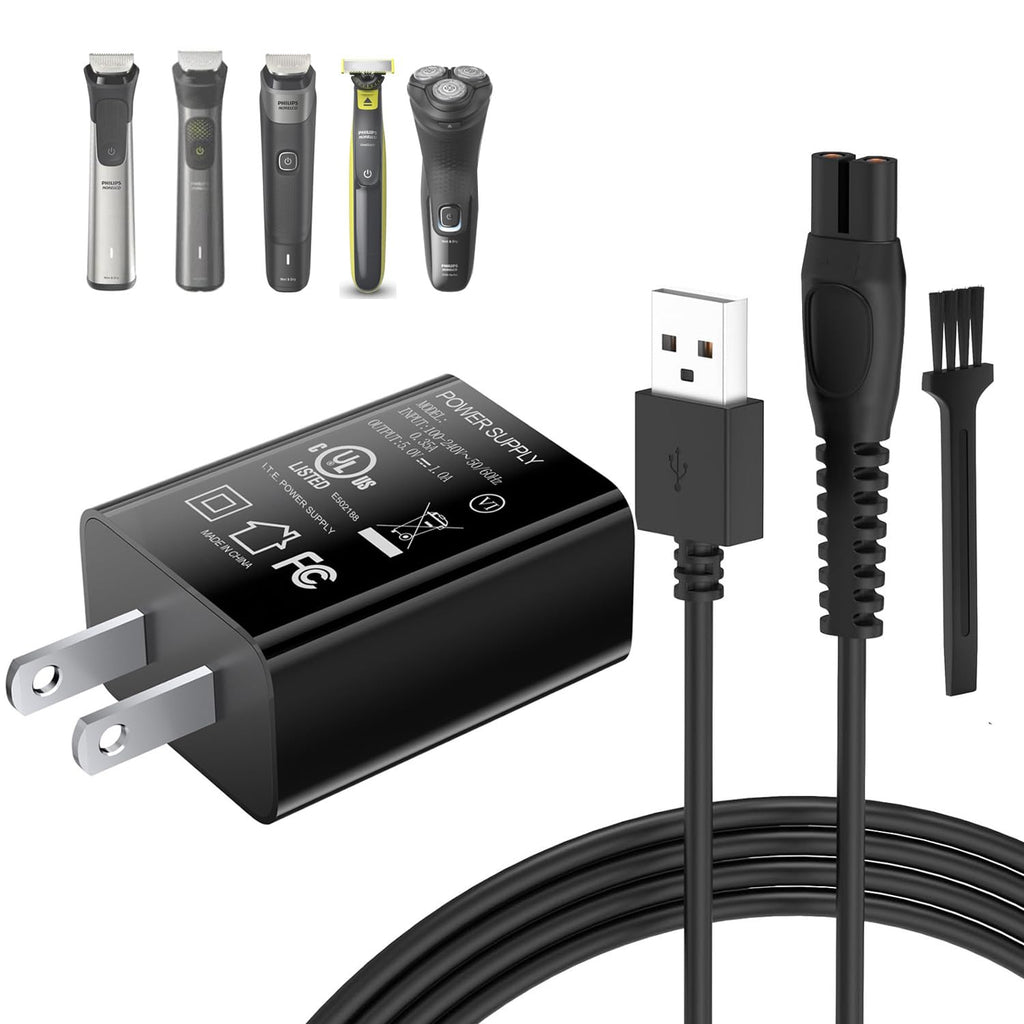 5V UL Charger for Philips Norelco OneBlade MG9525 MG9520 MG5910 QP1424 QP1624 MG5950 MG5940 MG5930 MG5920 BT3238 BT3234 PQ888 PQ889 QP1324 QP2724 X3001 QP2834, 360 Hybrid Face Shaver Cord
