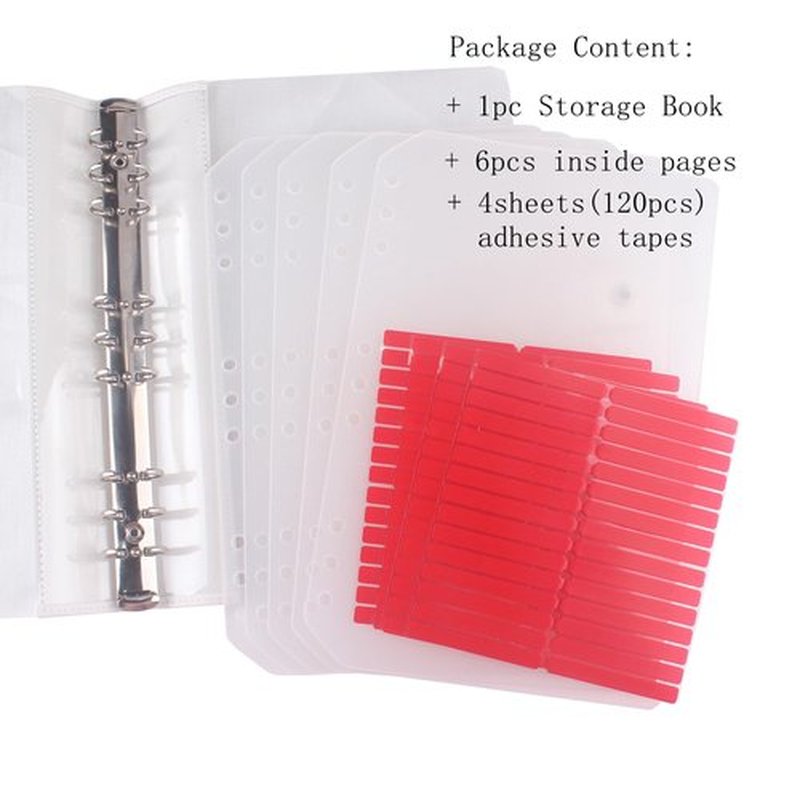 MZCMSL 1pc Press On Nail Organizer, Nail Storage Display Packaging with PU Leather, Included 6pcs Inside Pages and 4 Sheets(120pcs) Adhesive Double Sided Tapes (PVC+PU Leather)