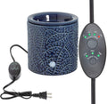 JULIE ANN HOME Blue Leaf Ceramic Candle Warmer Electric with Safety Timer | Automatic Plug in Fragrance Warmer for Scented Wax Melts, Cubes, Tarts | Air Freshener Set for Home decor, Office,&Gifts