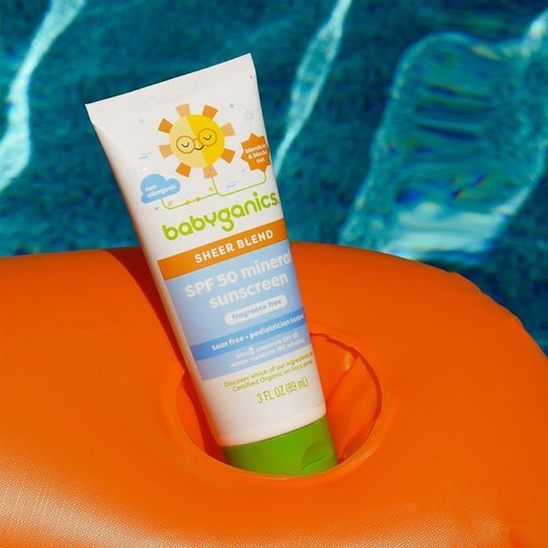 Babyganics SPF 50 Mineral Sunscreen Lotion, Sheer Blend, UVA UVB Protection, Octinoxate & Oxybenzone Free, Water Resistant, Fragrance Free, 3 oz
