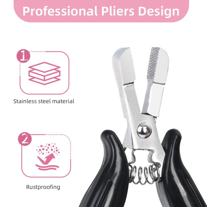Vlasy Hair Extension Pliers,Professional Hair Extension Remover Pliers for Installing & Removing Micro Beads with Real Grip Design,Fusion Bond Crusher Tool to Salon & At-Home,Thread Shape,Black