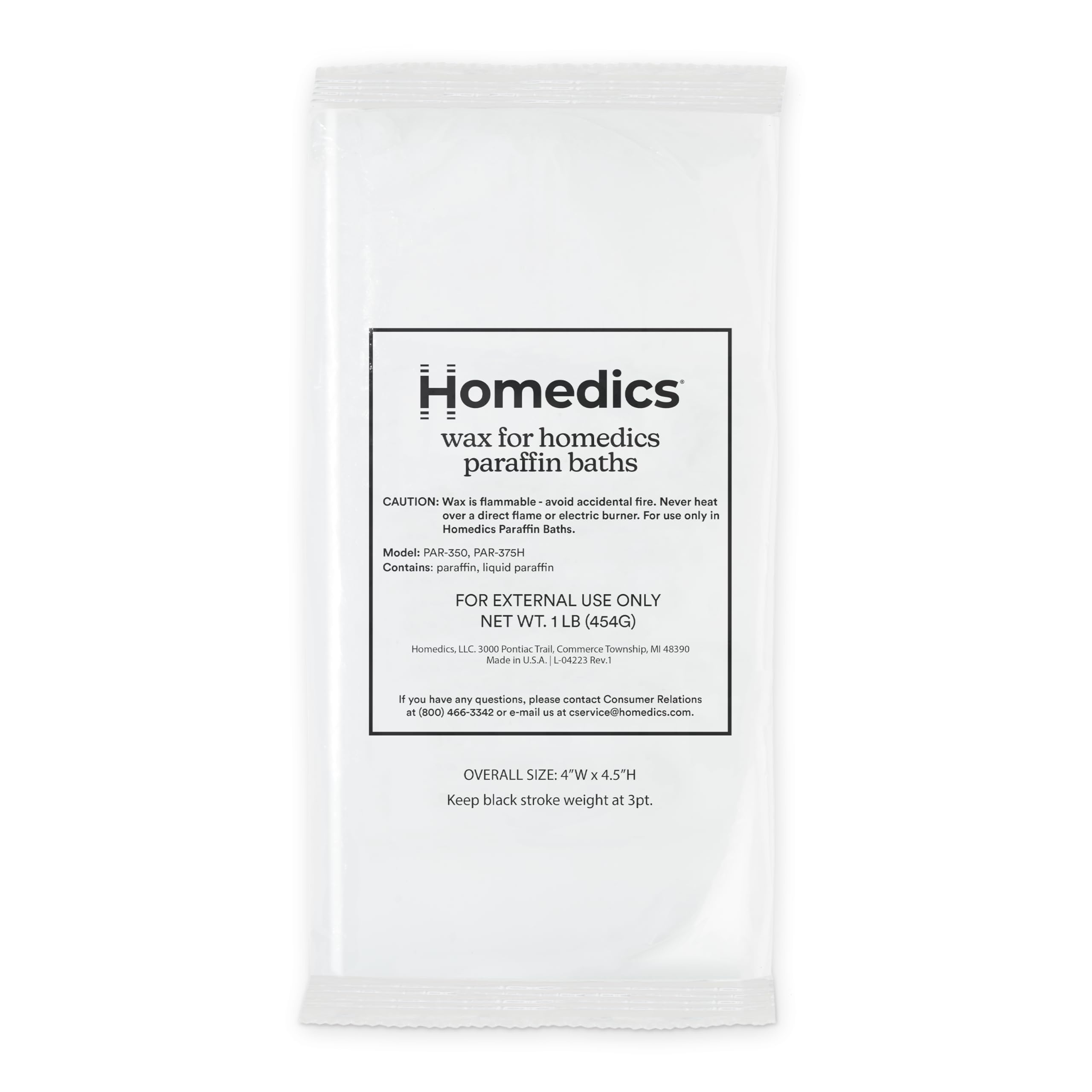 Homedics Paraffin Wax Refill for Paraffin Bath, 2 lb Unscented & Fragrance-Free Wax for Hands & Feet, Moisturizing Spa Treatment, No Dyes