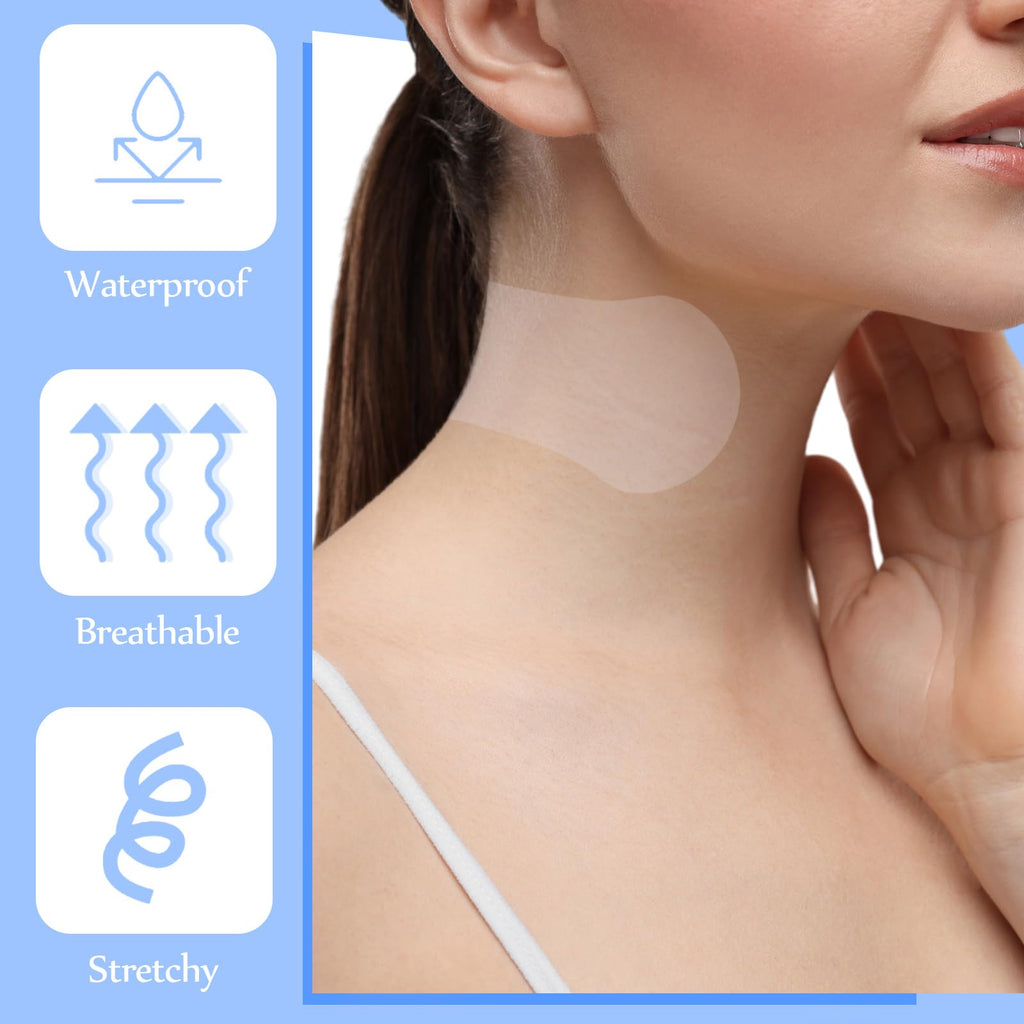 Threlaco 50 Pcs Invisible Neck Lift Tape Pre-assembled Neck Lift Sticker for Sagging Loose Skin for Women, 1.97'' x 4.72''