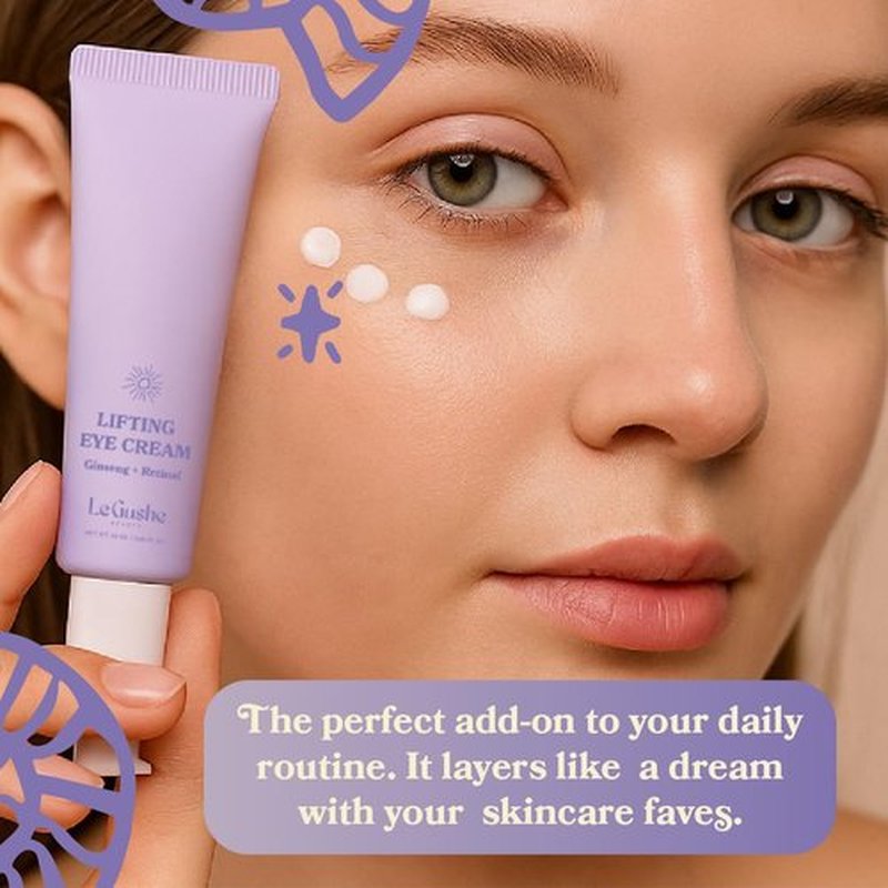 LE GUSHE Retinal Under Eye Cream - Anti Aging Retinol Eye Cream for Dark Circles and Fine Lines - With Ginseng and Niacinamide - Undereye Dark Circles Treatment (52 ml / 1.76 fl oz)