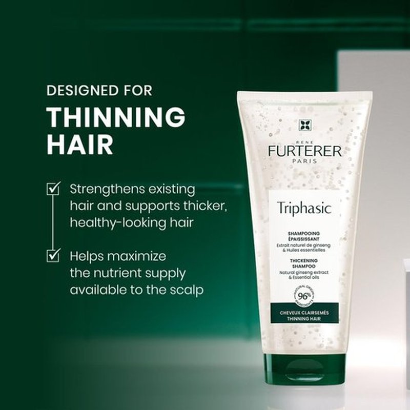 Rene Furterer TRIPHASIC Thickening Shampoo - Boosts Hair Density & Strength - Rosemary Oil - Color Safe for All