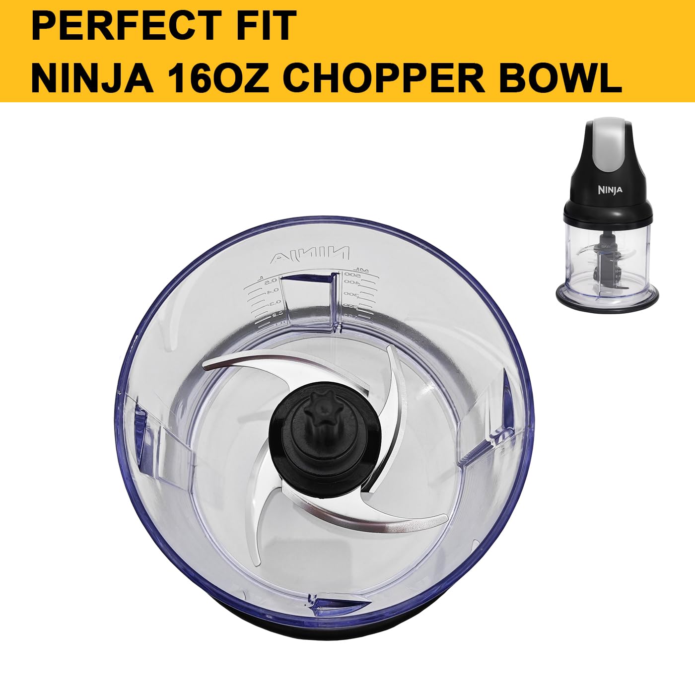 for Ninja Food Chopper Express Chop Blade, Replacement Parts Compatible with Ninja NJ110GR NJ100 NJ100WM Food Processor 16-Ounce Bowl, Express Chopper Blender Attachment Accessories