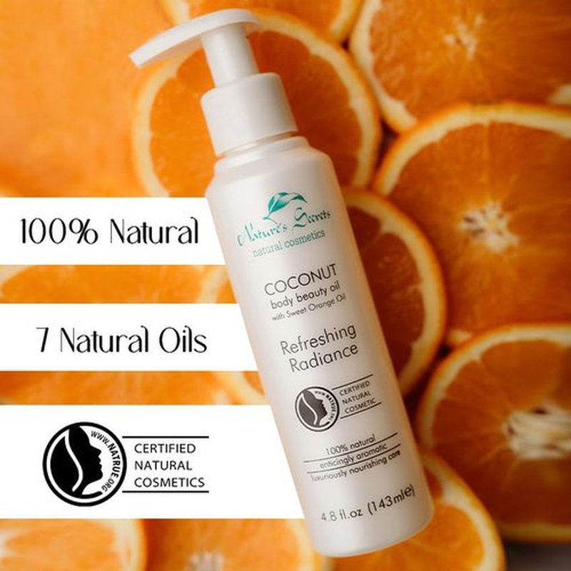 Nature's Secrets Organic Ceylon Coconut Body Oil - Nourishing Orange Oil for Dry Skin | 100% Natural & Non-Greasy