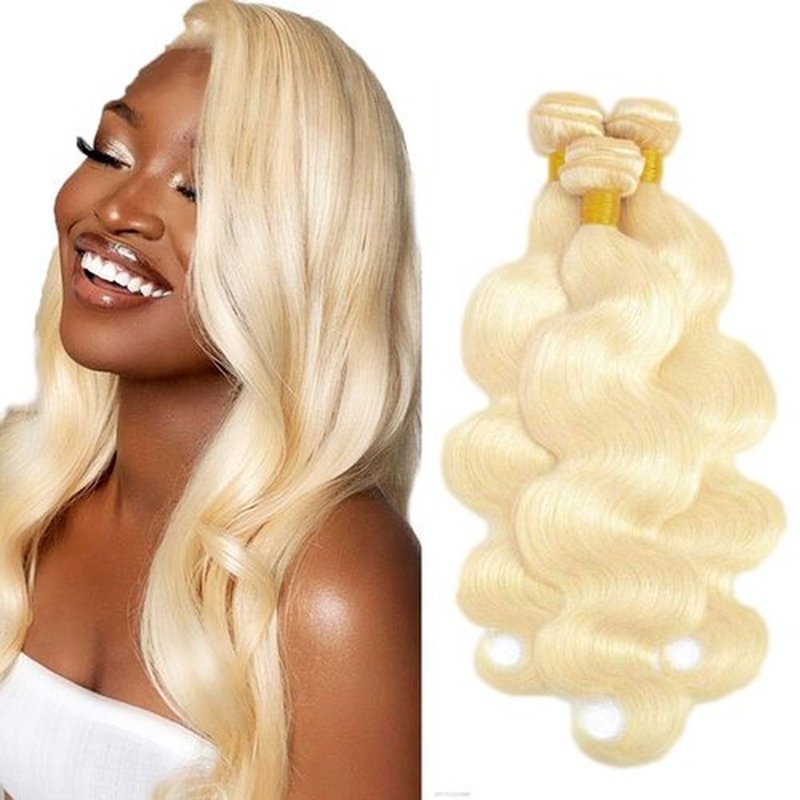 Blonde Bundles 613 Body Wave Bundles Human Hair 14 16 18 Inch Brazilian Virgin 613 Blonde Body Wave Bundle Double Weft Hair Extenisons 50 Gram Per Bundle