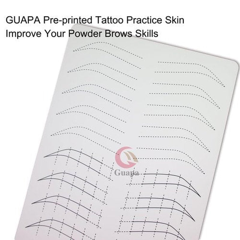 3pcs Silicone White Permanent Makeup Practice Skin with Black Outlines Double Sided Pre-printed Nano Brow Practice Skin Microblading Latex (White Skin-Black Printing)