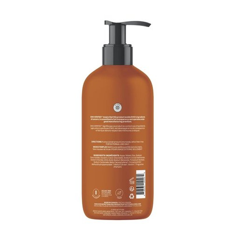 ATTITUDE Liquid Hand Soap - EWG Verified, Vegan & Plant-Based, Orange Cinnamon | 16 Fl Oz (Pack of 3)