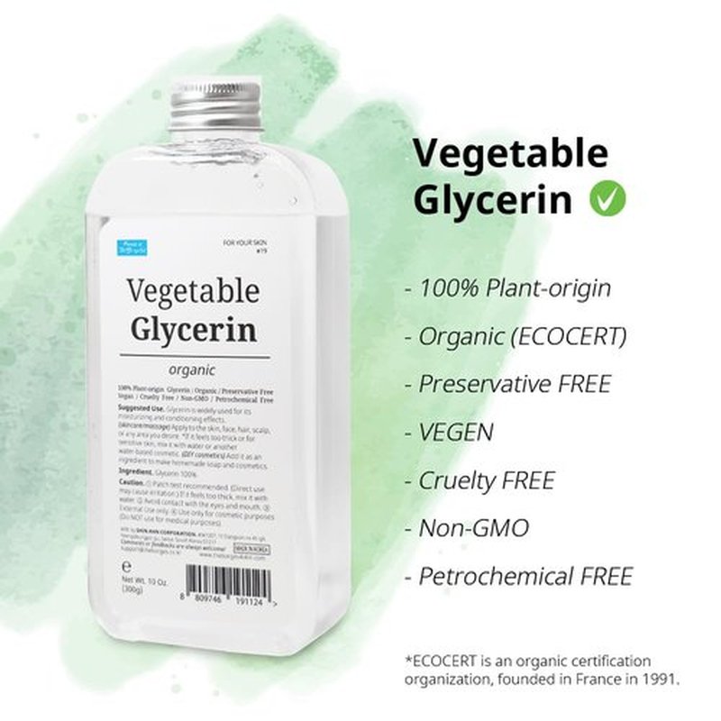 FOREST OF THE BORGES'S Vegetable Glycerin, 10 oz. (300g) organic, glycerine, moisturizer, for skin, scalp, DIY cosmetics, glycerin for skin, glicerina para la piel, organic vegetable glycerin