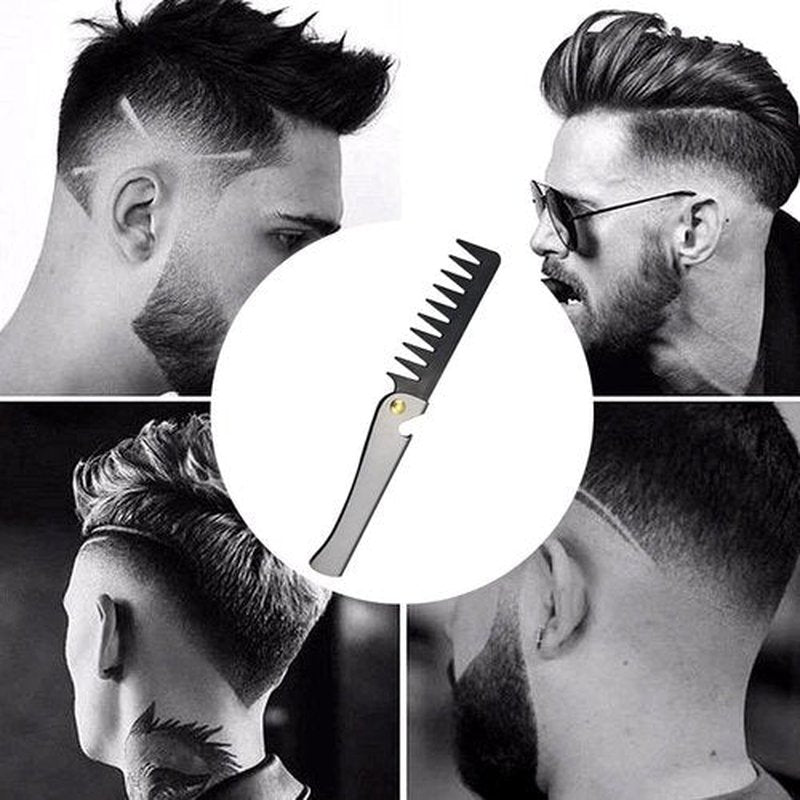 Stainless Steel Folding Pocket Comb - Portable Hair Comb for Styling, Salon & Home Use