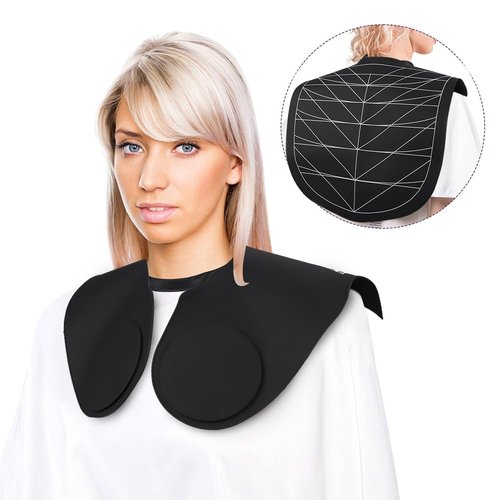 Hair Cutting Collar with Guidelines – Waterproof Silicone Cutting Cape & Weighted Neck Wrap for Hair Stylist, Barber Shop, Salon & Home Use – Large Haircut Mat for Precise Styling - Black