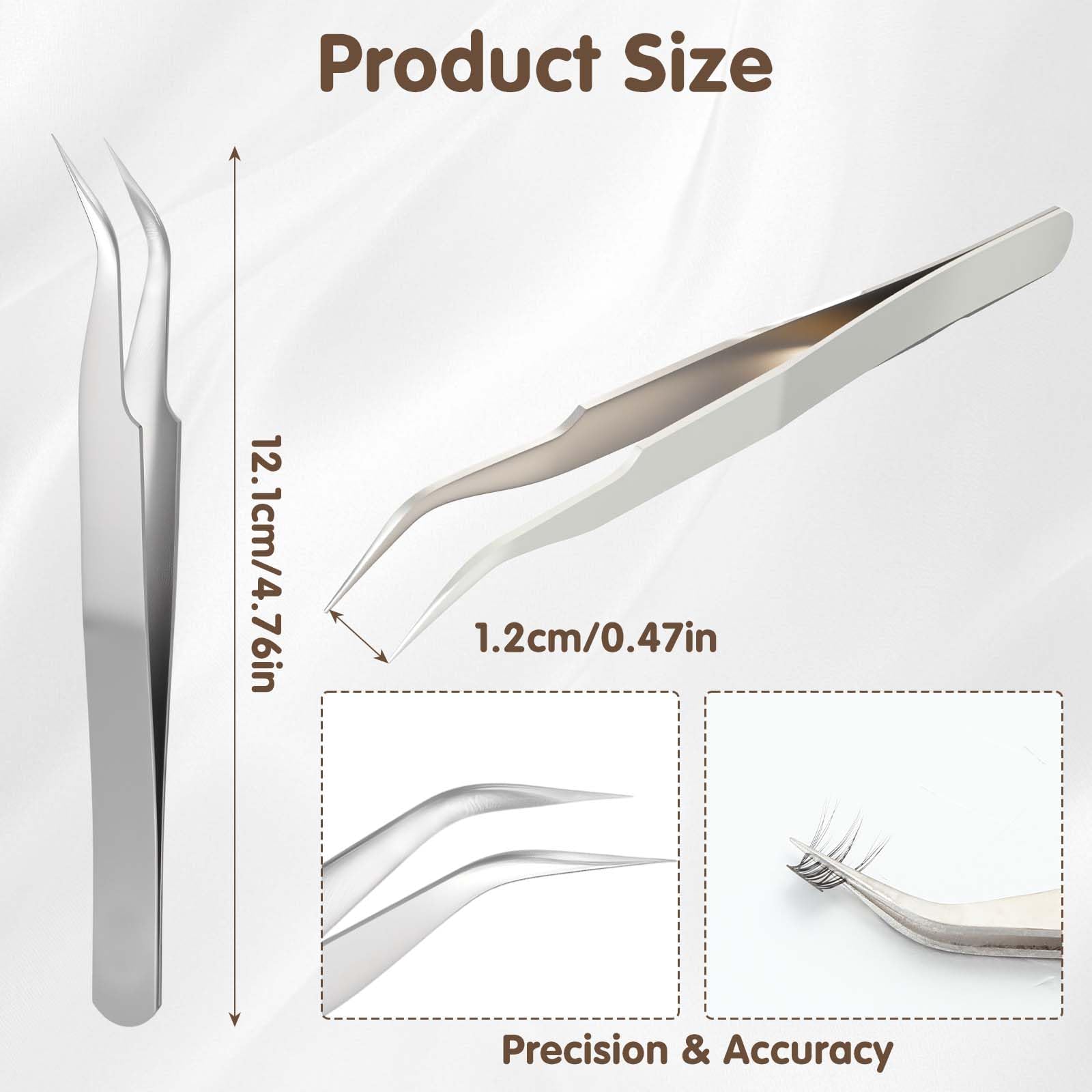 10 PCS Stainless Steel Eyelash Tweezer, Curved Pointed Craft Tweezers for Crafting with Protective Cover Precision Tweezers Set Multipurpose Nail Sticker Tweezer for Eyelash Extensions Blackhead
