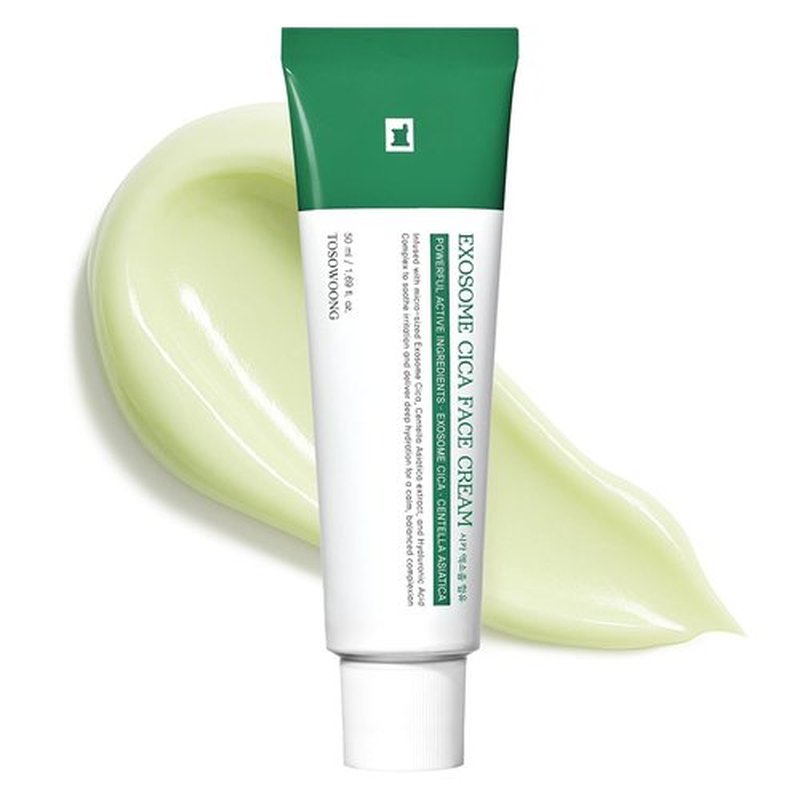 TOSOWOONG Exosome CICA Face Cream - Lightweight Daily Moisturizer for Breakouts & Irritated Skin | 50ml