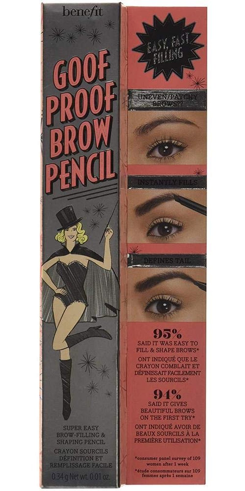 Benefit Goof Proof Brow Pencil - Deep #5 | Easy Application 0.34g/0.01oz for Perfect Brows