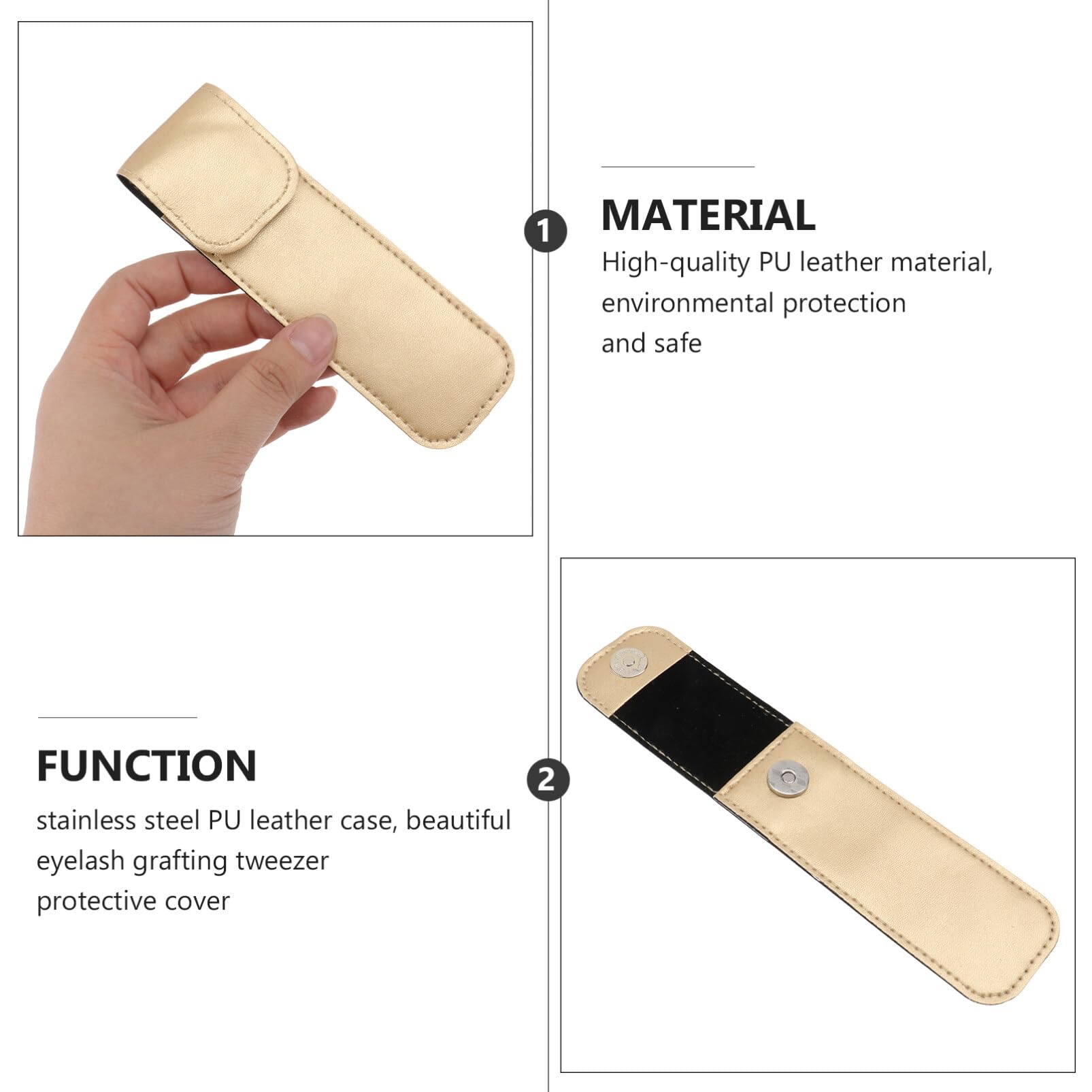 Beaupretty Pu Leather Tweezer Protective Case for Eyelash Grafting Shockproof Travel Storage Sleeve with Smooth Surface Lightweight 5.70X1.69X0.19In Portable Eyelash Tweezers Cover