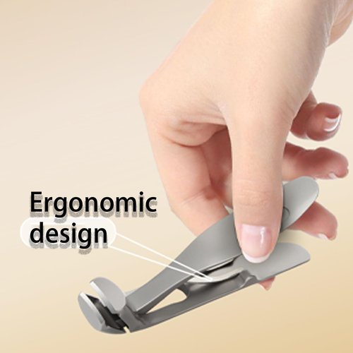 Nail Clipper for Seniors, Ergonomic Angled Head Senior Toenail Clipper, Large Angled Head Toenail Clippers with Wide Opening (Silver)
